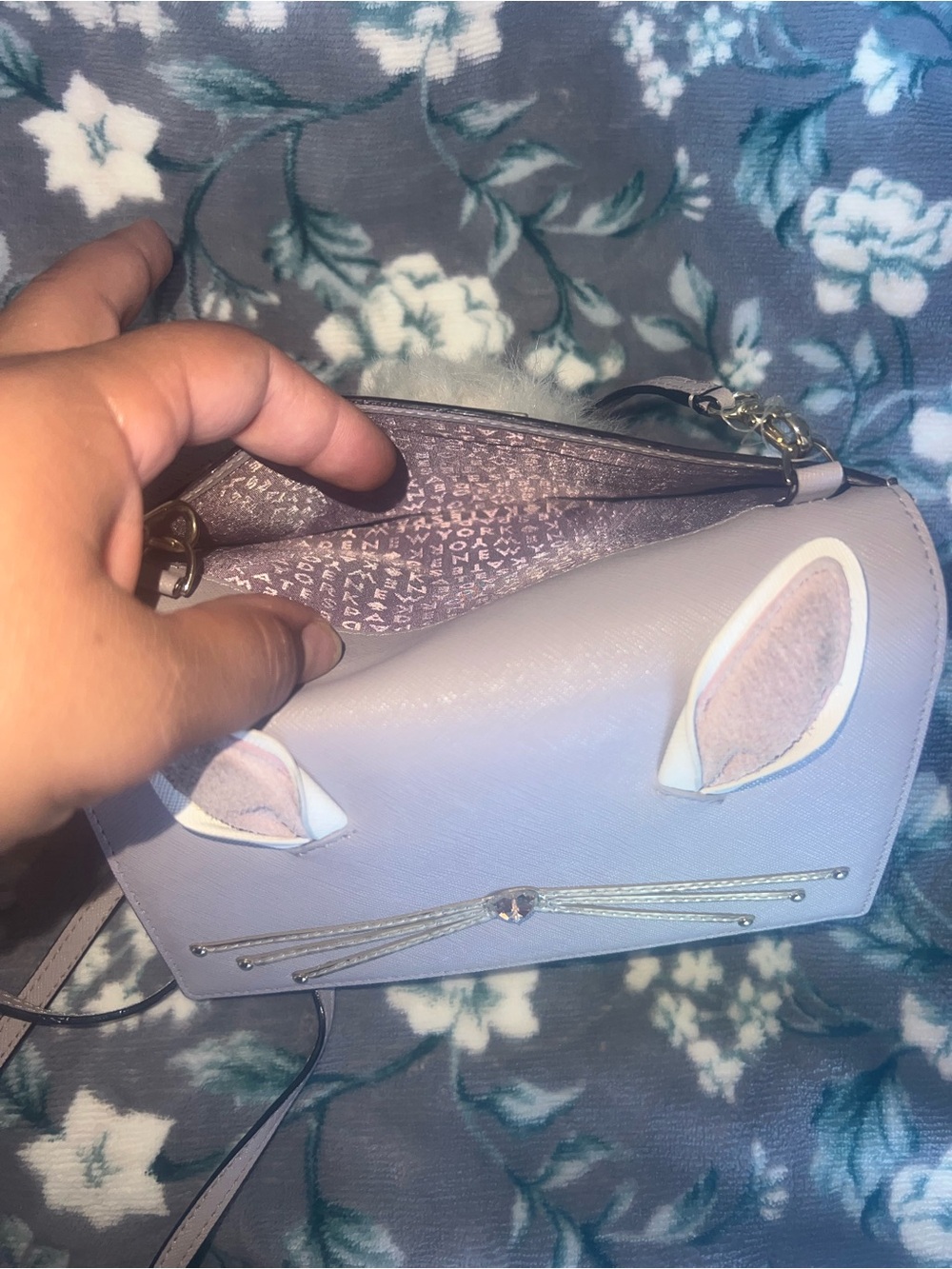 Kate Spade Lilac bunny-Accent Wallet on a Chain - Picture 5 of 6